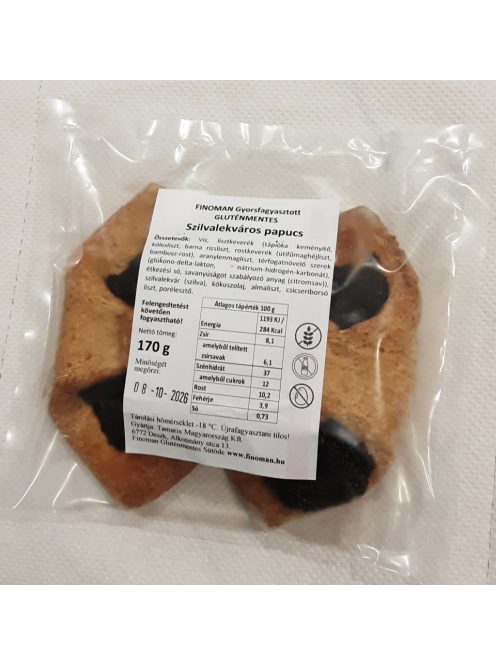 Finoman Gluténmentes Gyorsfagyasztott Szilvalekváros papucs (hozzáadott cukor és édesítőszer mentes)